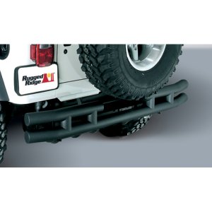 Jeep Wrangler Bumper - Rear - Rugged Ridge - 3in Double Tube - Textured Black - `87-`06